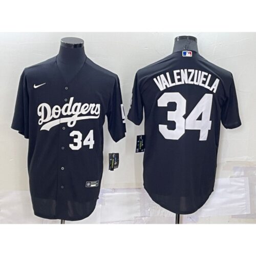 68637e903c969_1 Men's Los Angeles Dodgers #34 Toro Valenzuela Black Cool Base Stitched Baseball Jersey