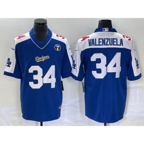 68637eb557e71_1 Men's Los Angeles Dodgers #34 Toro Valenzuela Blue Vin Scully Patch Stitched Jersey