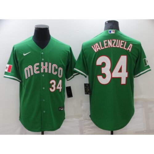 68637ec5a5e35_1 Men's Los Angeles Dodgers #34 Toro Valenzuela Green Mexico Stitched Baseball Jersey