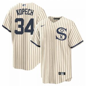 68637f86c059c_1 Men's Chicago White Sox #34 Michael Kopech 2021 Cream/Navy Name&Number Field of Dreams Cool Base Stitched Jersey