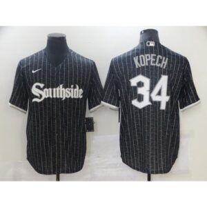68637f8a0175d_1 Men's Chicago White Sox #34 Michael Kopech Black 2021 City Connect Cool Base Stitched Jersey