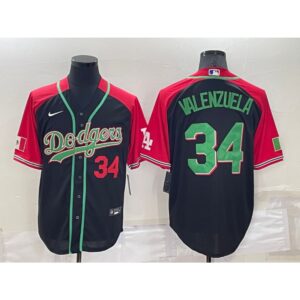 68637f990d211_1 Men's Los Angeles Dodgers #34 Toro Valenzuela Red/Black Cool Base Stitched Baseball Jersey