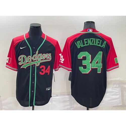 68637f990d211_1 Men's Los Angeles Dodgers #34 Toro Valenzuela Red/Black Cool Base Stitched Baseball Jersey