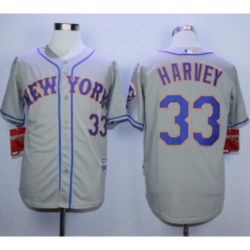 68637fd340729_1 Mets #33 Matt Harvey Grey Road Cool Base Stitched MLB Jersey