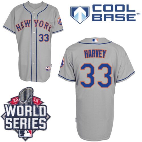 68637fd9eff26_1 Mets #33 Matt Harvey Grey Road Cool Base W/2015 World Series Patch Stitched MLB Jersey
