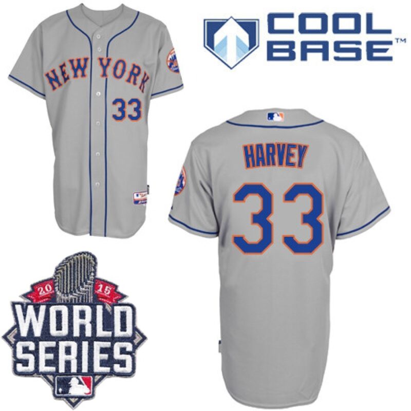 68637fd9eff26_1 Mets #33 Matt Harvey Grey Road Cool Base W/2015 World Series Patch Stitched MLB Jersey
