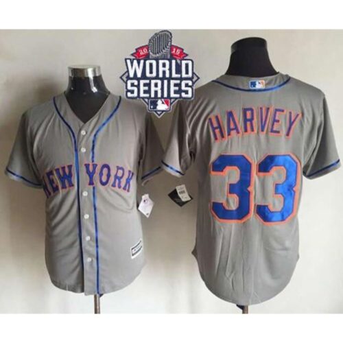 68637fdd4476f_1 Mets #33 Matt Harvey New Grey Cool Base W/2015 World Series Patch Stitched MLB Jersey