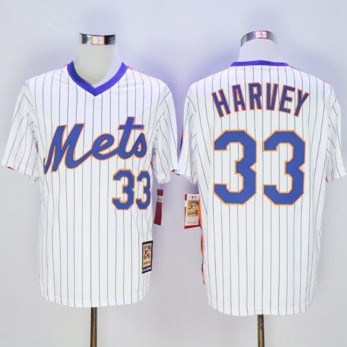 68637fe6f3bd7_1 Mets #33 Matt Harvey White(Blue Strip) Cooperstown Stitched MLB Jersey