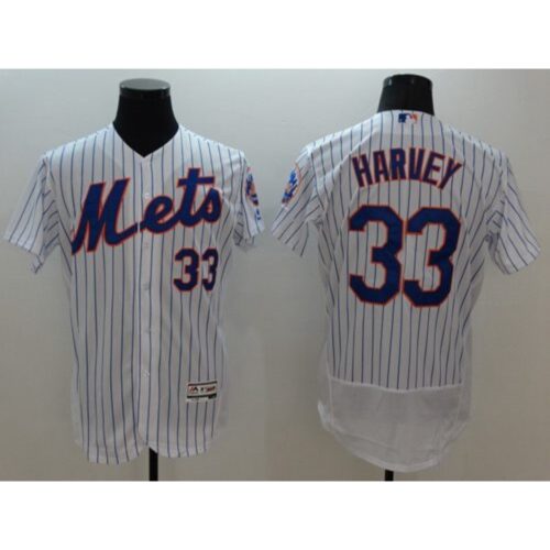 68637ff106c3d_1 Mets #33 Matt Harvey White(Blue Strip) Flexbase Authentic Collection Stitched MLB Jersey