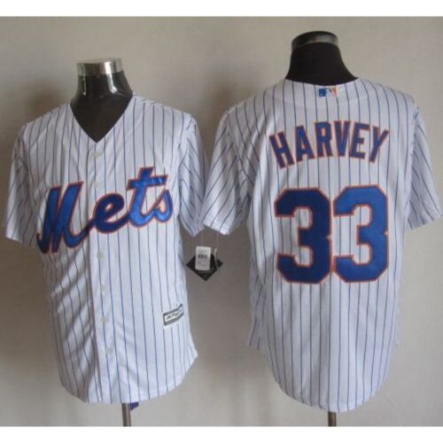 68637ffaeaf48_1 Mets #33 Matt Harvey White(Blue Strip) New Cool Base Stitched MLB Jersey