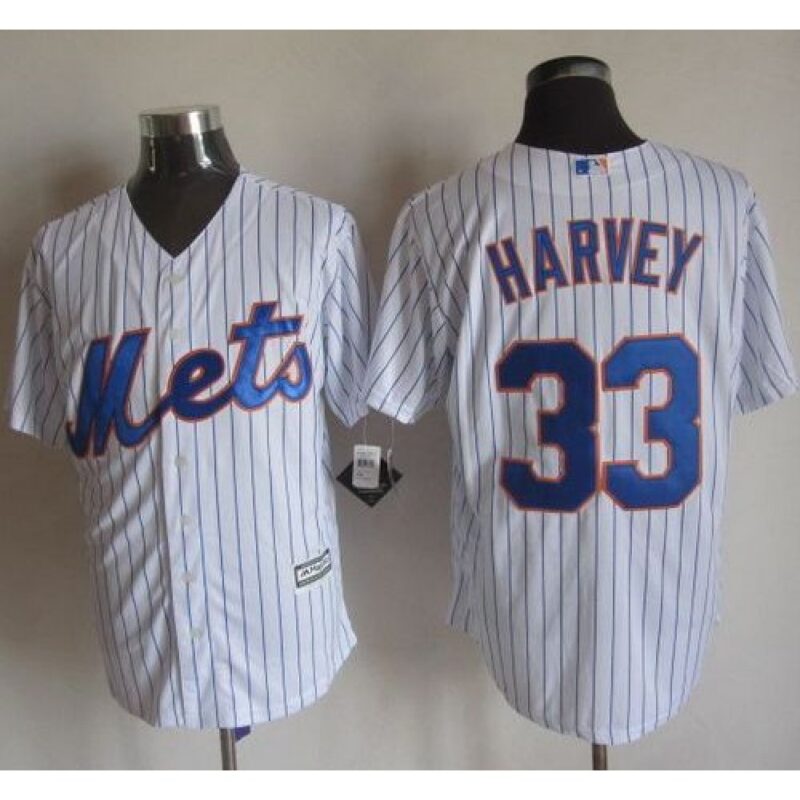 68637ffaeaf48_1 Mets #33 Matt Harvey White(Blue Strip) New Cool Base Stitched MLB Jersey