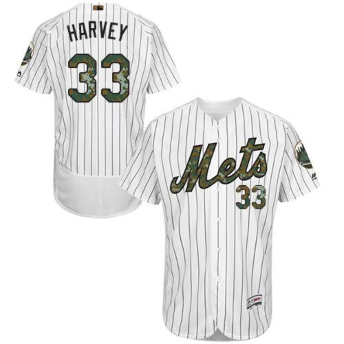 68637ffe763b4_1 Mets #33 Matt Harvey White(Blue Strip) Flexbase Authentic Collection 2016 Memorial Day Stitched MLB Jersey