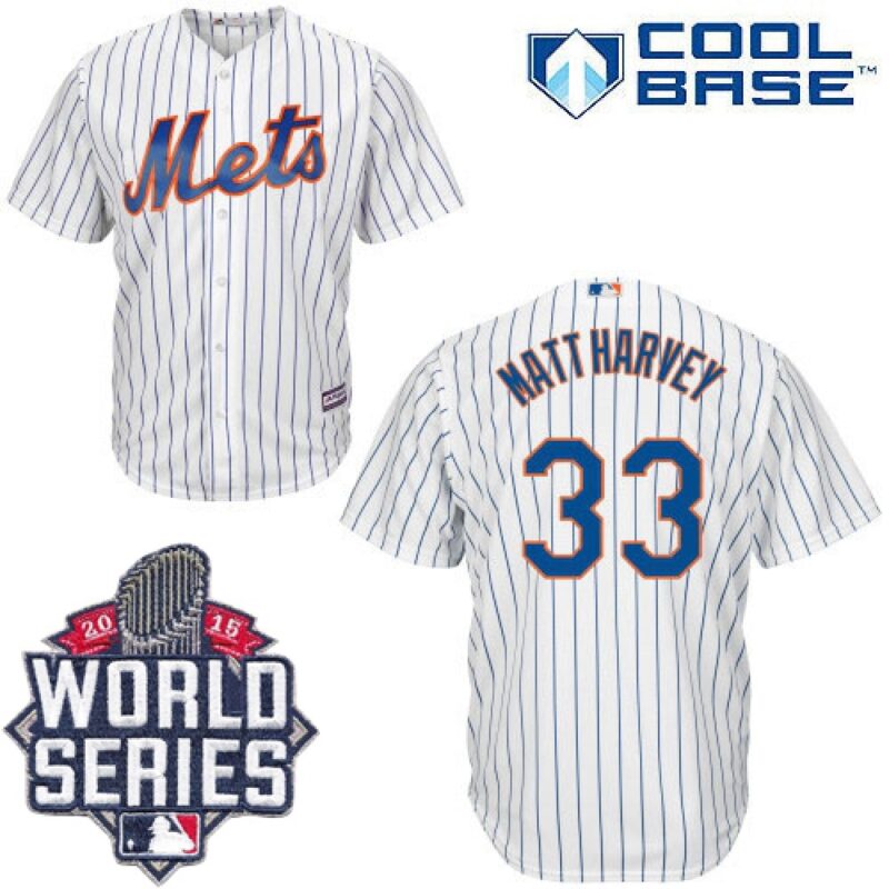 6863800ba8d62_1 Mets #33 Matt Harvey White(Blue Strip) New Cool Base W/2015 World Series Patch Stitched MLB Jersey
