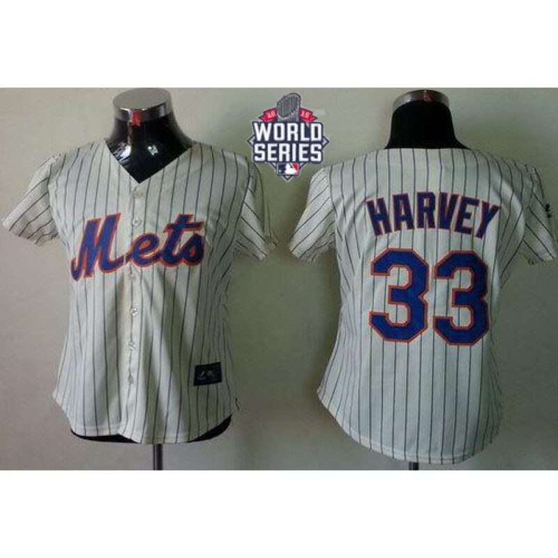 6863801c46816_1 Mets #33 Matt Harvey Cream(Blue Strip) W/2015 World Series Patch Women's Fashion Stitched MLB Jersey