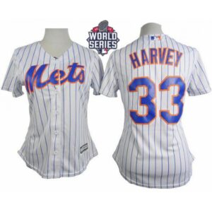 6863802129f6c_1 Mets #33 Matt Harvey White(Blue Strip) W/2015 World Series Patch Women's Home Stitched MLB Jersey
