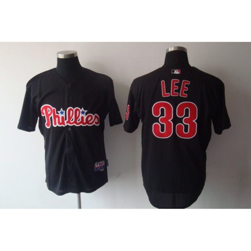 6863802a8828d_1 Phillies #33 Cliff Lee Black Stitched MLB Jersey