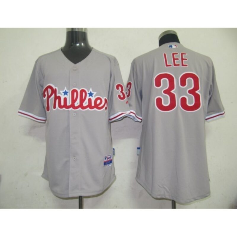 686380374d8c4_1 Phillies #33 Cliff Lee Grey Stitched MLB Jersey