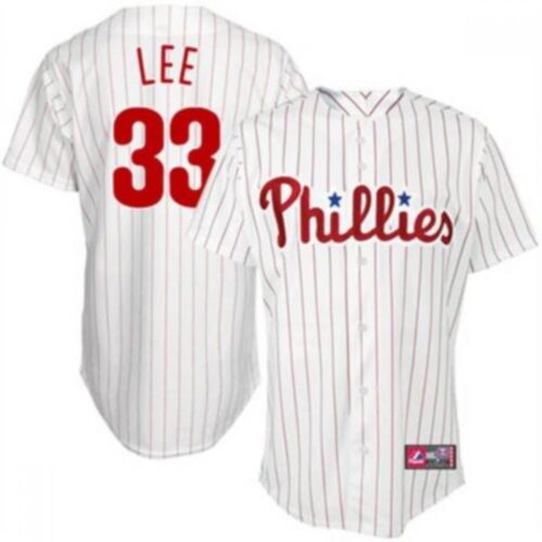 6863803e09c3d_1 Phillies #33 Cliff Lee White(Red Strip) Stitched MLB Jersey
