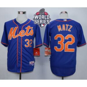 686380a9eab68_1 Mets #32 Steven Matz Blue Alternate Home Cool Base W/2015 World Series Patch Stitched MLB Jersey