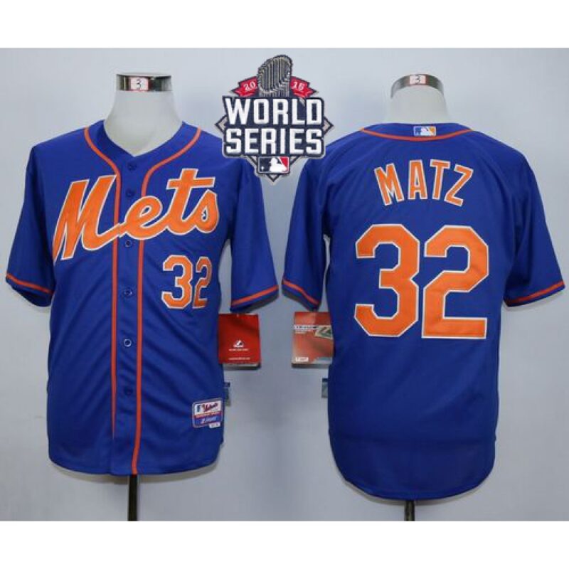 686380a9eab68_1 Mets #32 Steven Matz Blue Alternate Home Cool Base W/2015 World Series Patch Stitched MLB Jersey