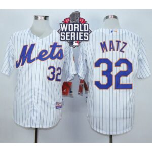 686380c95d53a_1 Mets #32 Steven Matz White(Blue Strip) Home Cool Base W/2015 World Series Patch Stitched MLB Jersey