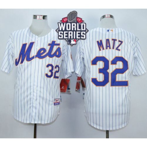 686380c95d53a_1 Mets #32 Steven Matz White(Blue Strip) Home Cool Base W/2015 World Series Patch Stitched MLB Jersey
