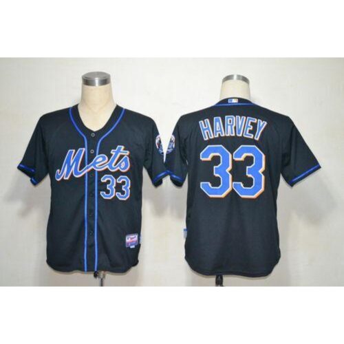 686380d2ee5e4_1 Mets #33 Matt Harvey Black Alternate Cool Base Stitched MLB Jersey