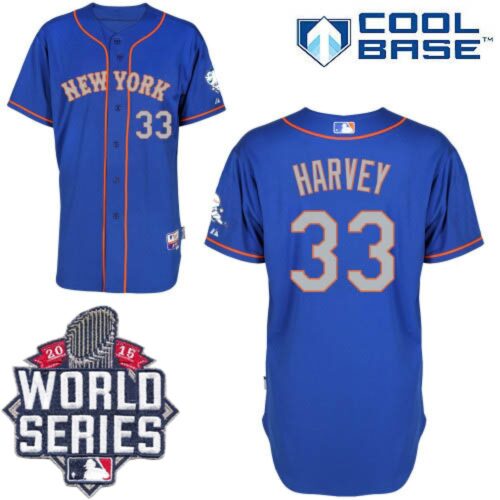 686380f1944dd_1 Mets #33 Matt Harvey Blue(Grey NO.) Alternate Road Cool Base W/2015 World Series Patch Stitched MLB Jersey