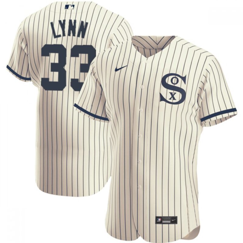 6863811e45d8b_1 Men's Chicago White Sox #33 Lance Lynn 2021 Cream/Navy Field of Dreams Name&Number Flex Base Stitched Jersey