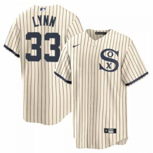 68638121b6581_1 Men's Chicago White Sox #33 Lance Lynn 2021 Cream/Navy Name&Number Field of Dreams Cool Base Stitched Jersey