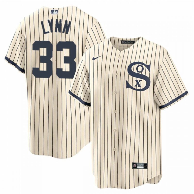 68638121b6581_1 Men's Chicago White Sox #33 Lance Lynn 2021 Cream/Navy Name&Number Field of Dreams Cool Base Stitched Jersey