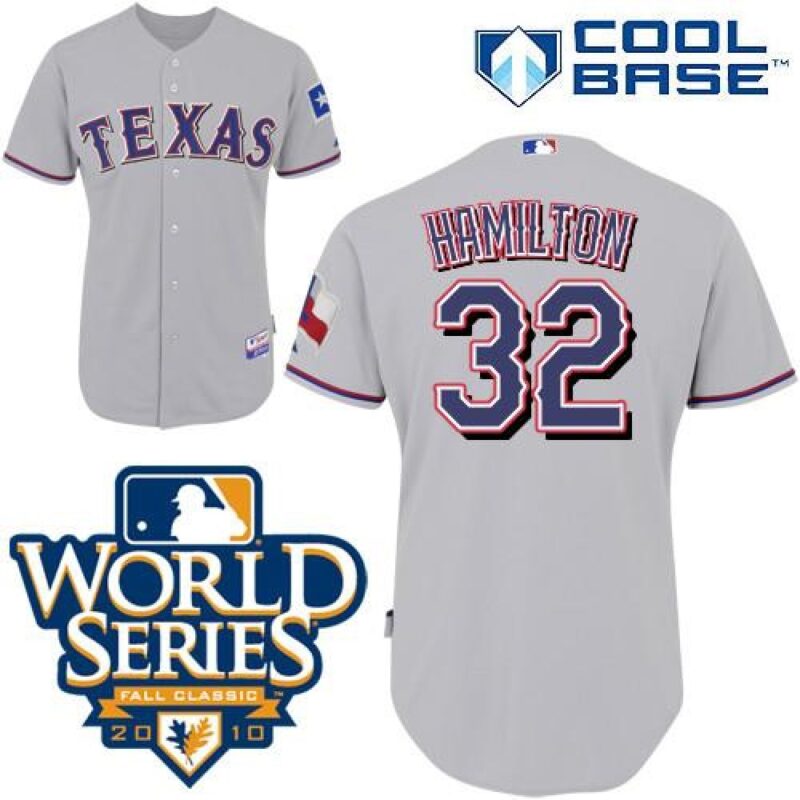 6863815d8c1eb_1 Rangers #32 Josh Hamilton Grey 2010 World Series Patch Stitched Youth MLB Jersey
