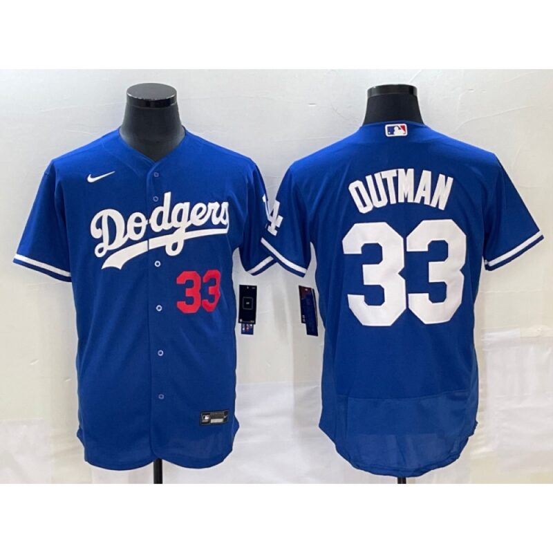 6863817d01cfb_1 Men's Los Angeles Dodgers #33 James Outman Blue Flex Base Stitched Baseball Jersey