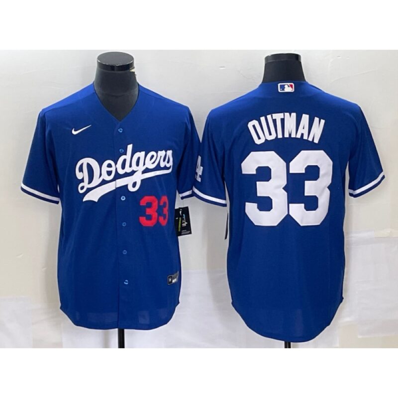 68638183d7a92_1 Men's Los Angeles Dodgers #33 James Outman Royal Cool Base Stitched Baseball Jersey