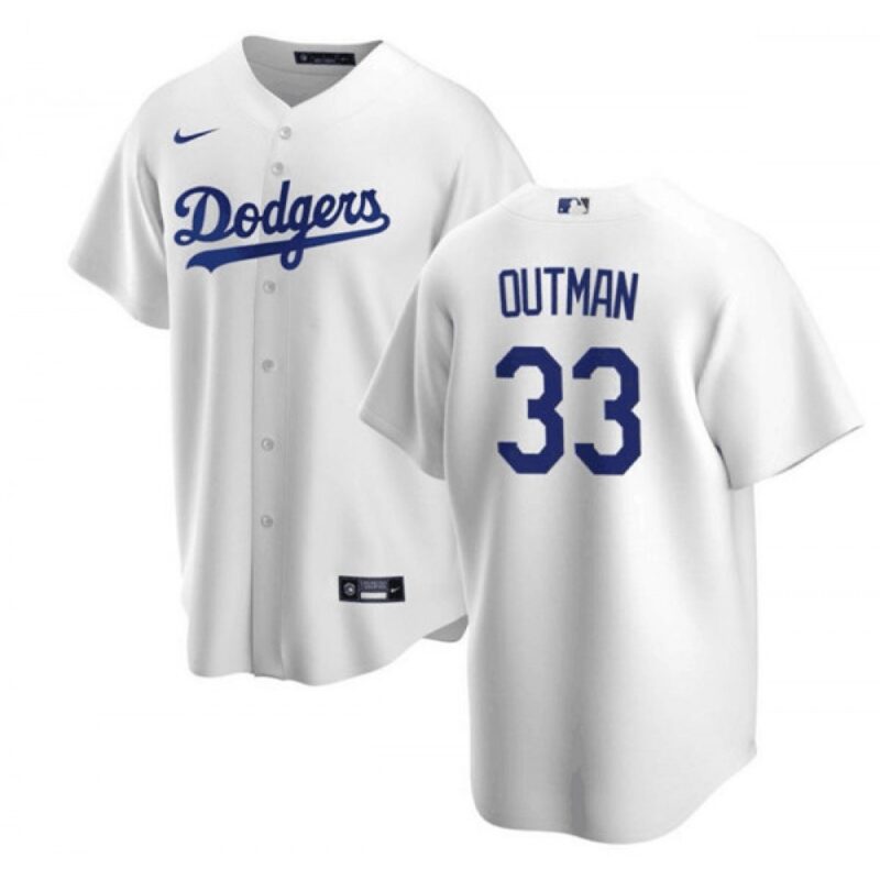 6863818e3c0d1_1 Men's Los Angeles Dodgers #33 James Outman White Cool Base Stitched Baseball Jersey