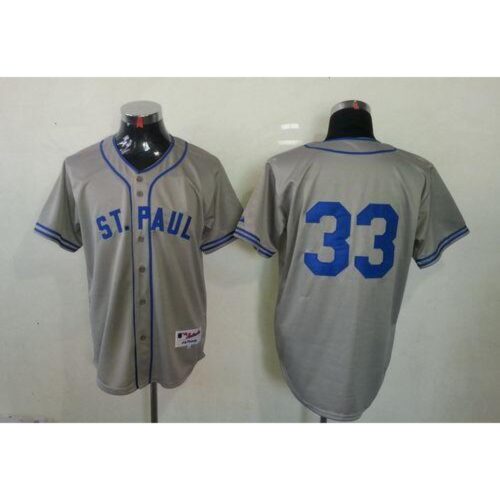 686381dace66d_1 Twins #33 Justin Morneau Grey 1948 St. Paul Saints Turn Back The Clock Stitched MLB Jersey