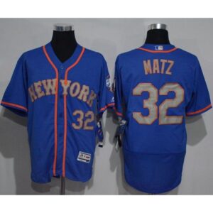 686381eac9b7d_1 Mets #32 Steven Matz Blue(Grey NO.) Flexbase Authentic Collection Stitched MLB Jersey