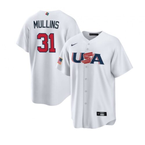 686381f186931_1 Men's USA Baseball #31 Cedric Mullins 2023 White World Baseball Classic Stitched Jersey