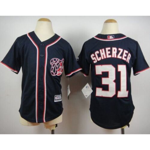 6863821969668_1 Nationals #31 Max Scherzer Blue Cool Base Stitched Youth MLB Jersey