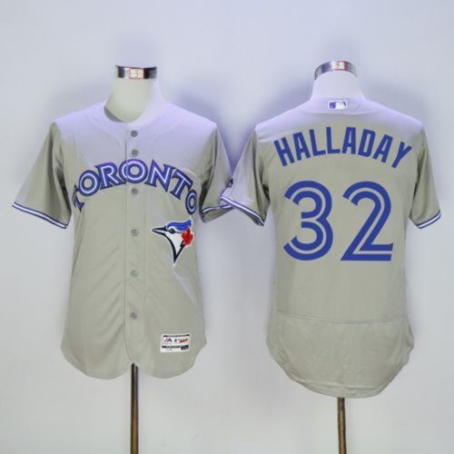 6863823475bcb_1 Blue Jays #32 Roy Halladay Grey Flexbase Authentic Collection Stitched MLB Jersey