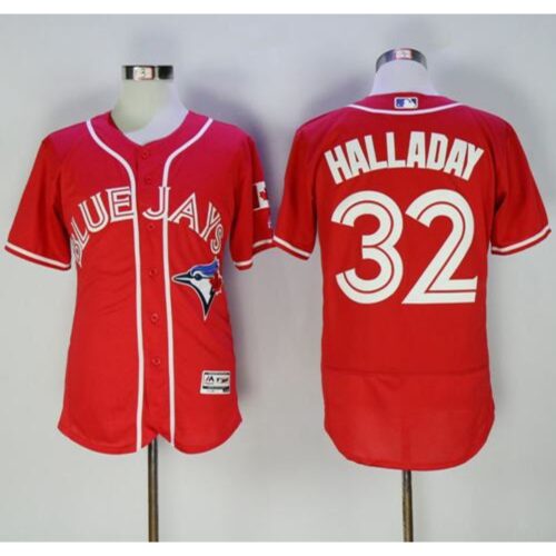 6863823b9cf94_1 Blue Jays #32 Roy Halladay Red Flexbase Authentic Collection Canada Day Stitched MLB Jersey