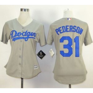 686382536b72d_1 Dodgers #31 Joc Pederson Grey Alternate Road Women's Stitched MLB Jersey