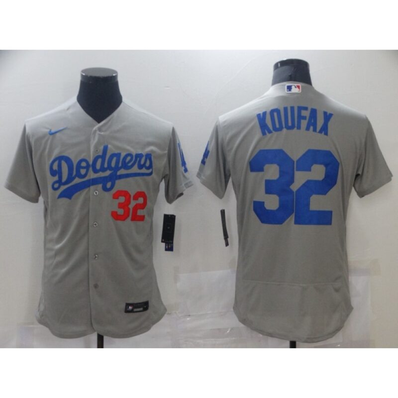 6863826a7a766_1 Men's Los Angeles Dodgers #32 Sandy Koufax Grey Flex Base Sttiched Jersey