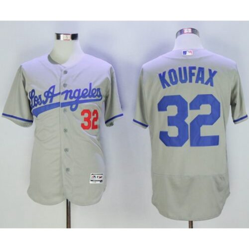 6863827ed61e8_1 Dodgers #32 Sandy Koufax Grey Flexbase Authentic Collection Road Stitched MLB Jersey