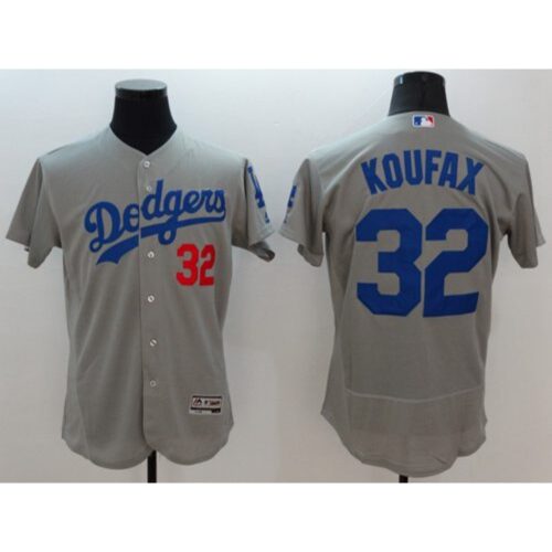 686382821f54c_1 Dodgers #32 Sandy Koufax Grey Flexbase Authentic Collection Stitched MLB Jersey