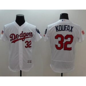 6863828c39c74_1 Dodgers #32 Sandy Koufax White Fashion Stars & Stripes Flexbase Authentic Stitched MLB Jersey