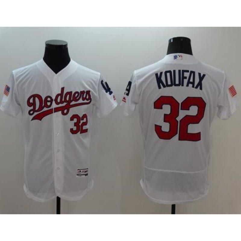 6863828c39c74_1 Dodgers #32 Sandy Koufax White Fashion Stars & Stripes Flexbase Authentic Stitched MLB Jersey