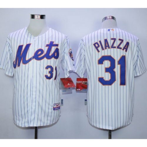 686382f45e624_1 Mets #31 Mike Piazza White(Blue Strip) Home Cool Base Stitched MLB Jersey