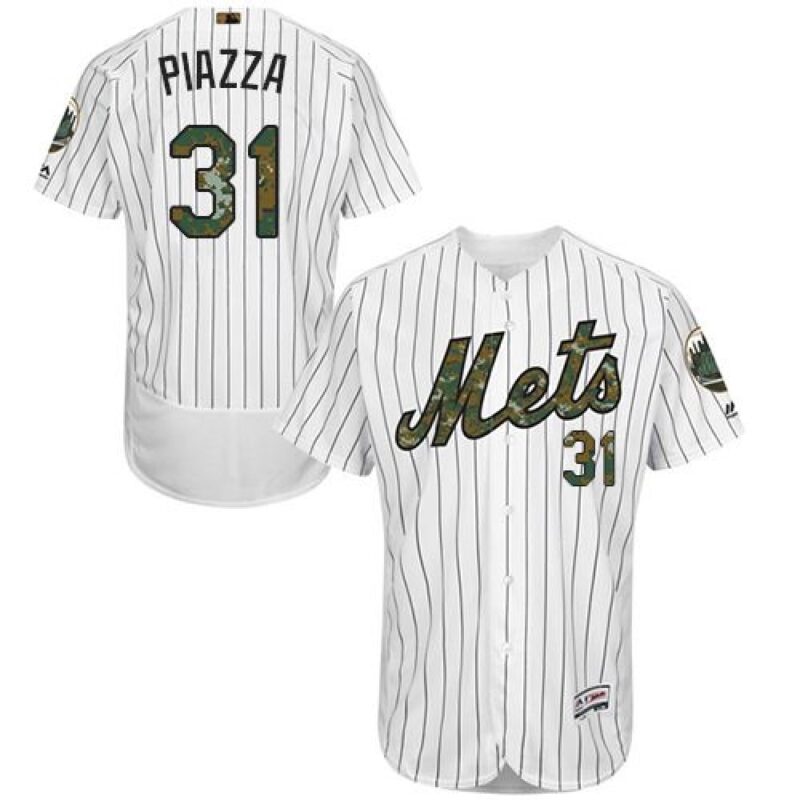 686382f78f3b2_1 Mets #31 Mike Piazza White(Blue Strip) Flexbase Authentic Collection 2016 Memorial Day Stitched MLB Jersey
