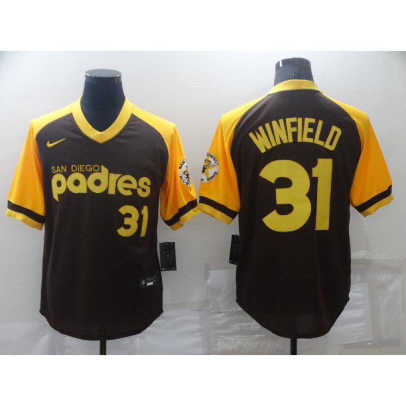 6863830837cb9_1 Men's San Diego Padres #31 Dave Winfield Brown Stitched Jersey